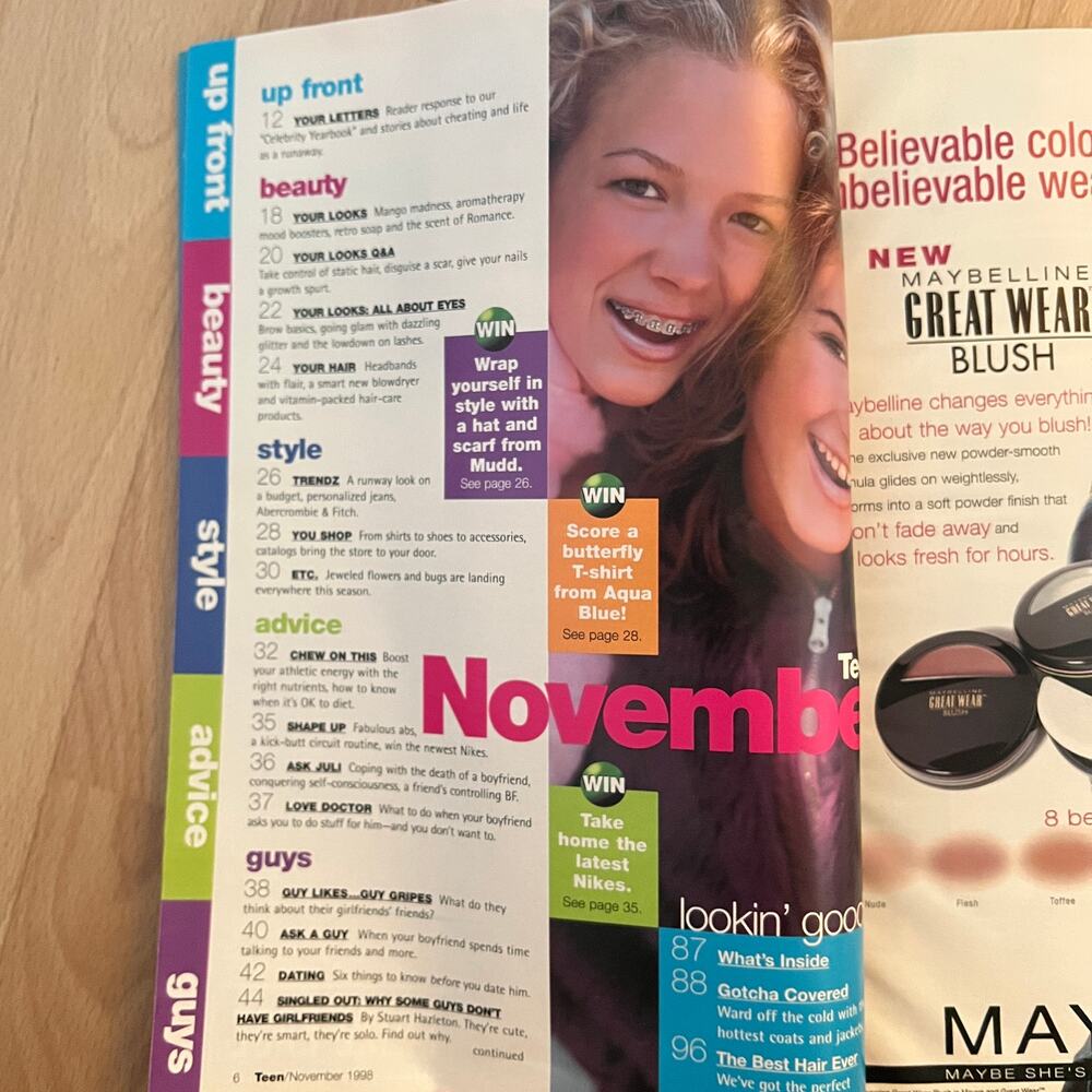 Teen Magazine November 1998 Sarah Michelle Gellar Cover Buffy the Vampire Slayer - Picture 3 of 7